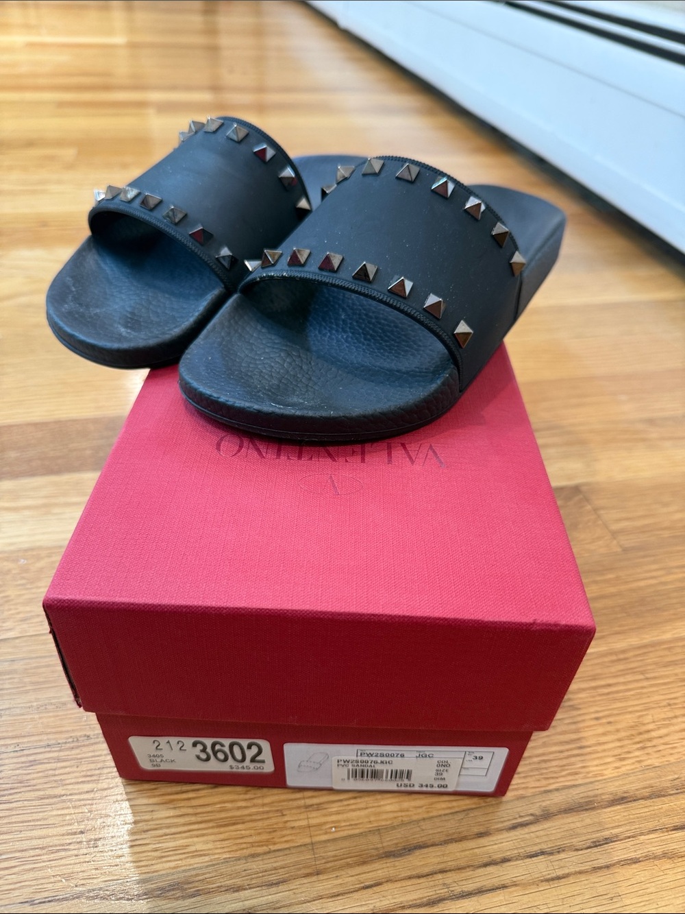 Valentino Black Studded Slide Sandals for women